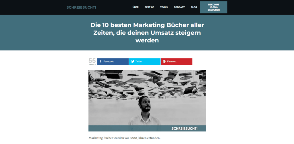 Gute Überschriften für Blogartikel - Beispiel Schreibsuchti